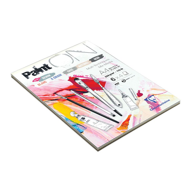Альбом для смешанных техник 24л., А4, на склейке Clairefontaine «Paint'ON», 250г/м2, 6 цветов