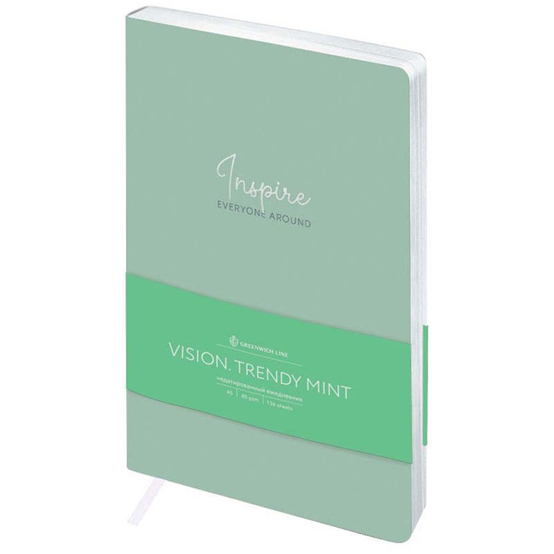 превью Ежедневник недатир. А5, 136л., кожзам, Greenwich Line «Vision. Trendy mint», тон. блок, срез фольга