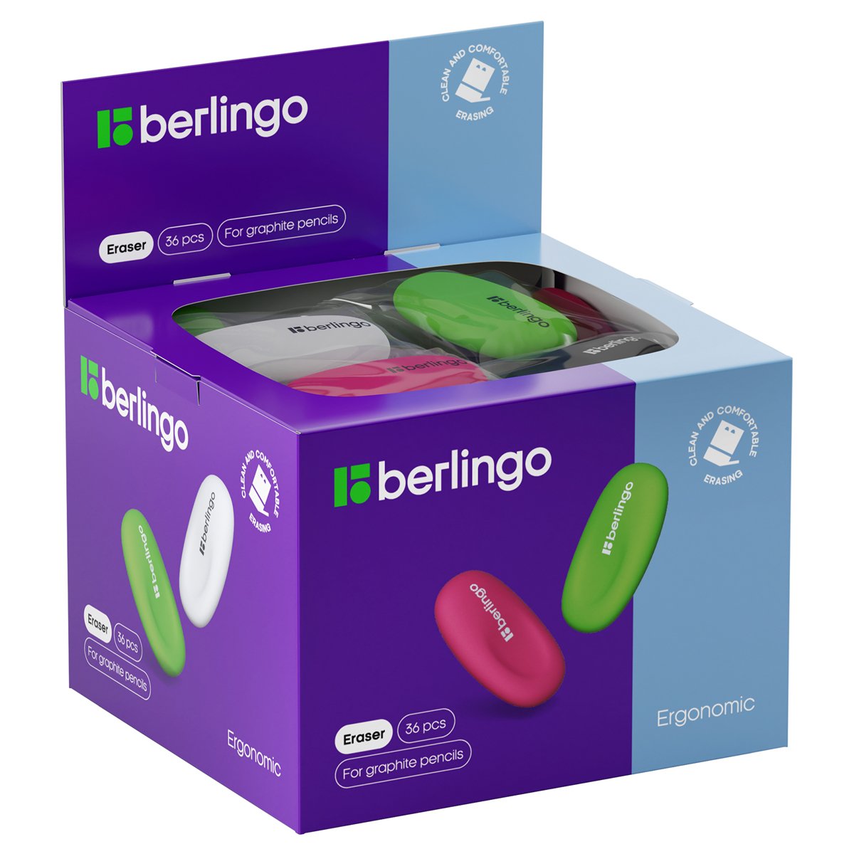 Ластик Berlingo «Ergonomic», овальный, термопластичная резина, 50×30×8мм