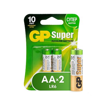 Батарейки GP Super AA/316/LR6, 1.5В, алкалиновые, 2 шт. в блистере