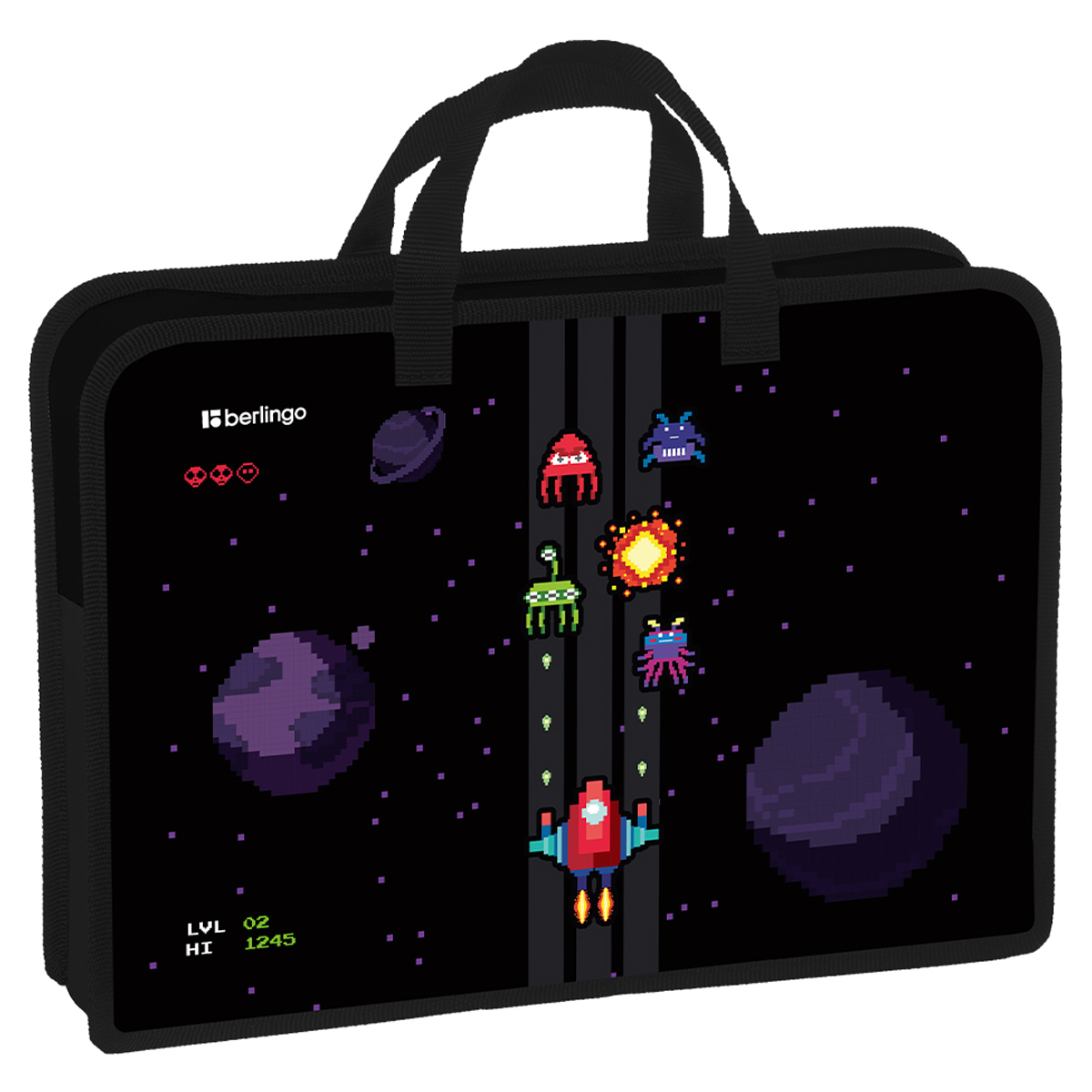 превью Папка с ручками 1 отделение, А4 Berlingo «Space Battle», 340×245×75мм, пластик, на молнии