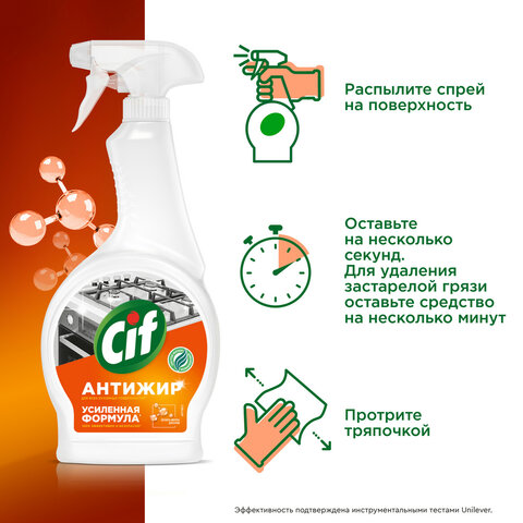 Средство для чистки плитдуховокгрилей от жира/нагара 500мл CIF Антижир «Цитрус», 