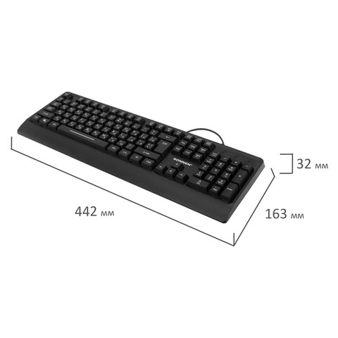 Клавиатура проводная USB, 104 клавиши, LED-подсветка, SONNEN K305, черная