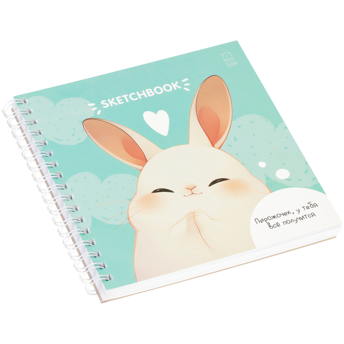 Скетчбук 60л., 150×150 MESHU «Funny banny», на гребне, soft-touch, 120г/м2