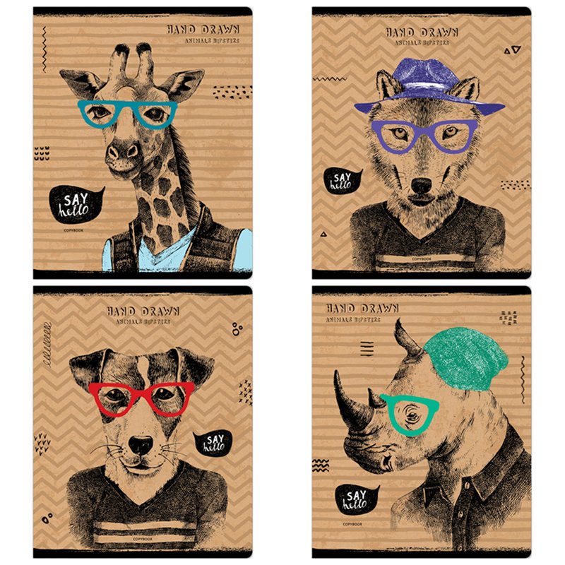 превью Тетрадь 48л., А5, клетка ArtSpace «Рисунки. Animals hipsters», эконом