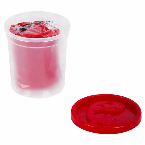 Пластилин-тесто для лепки BRAUBERG KIDS, 4 цвета, 560 г, яркие классические цвета, крышки-штампики