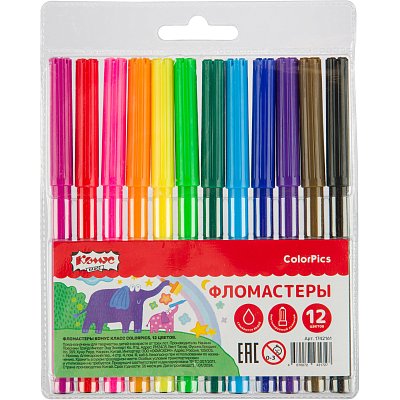 Фломастеры №1 School ColorPics набор 12 цв., вентилир., смыв., блист. упак