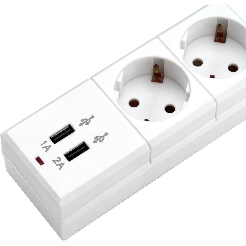 Сетевой фильтр Buro BU-SP1.8_USB_2A-W 1.8м (6 розеток) белый (коробка)