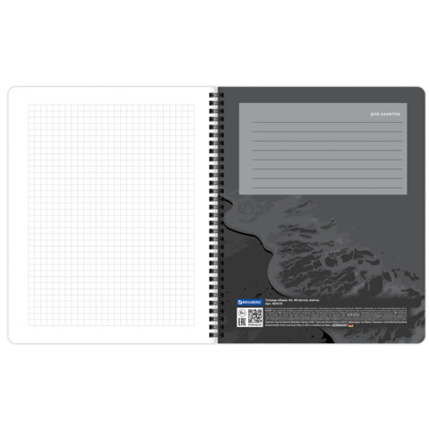 Тетради ДЭК А5 48 л. КОМПЛЕКТ 4 шт., BRAUBERG, гребень, клетка, 80 г/м, Soft-Touch, «Black Classic»