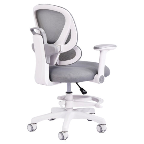 Кресло детское с подставкой для ног BRABIX KIDS «MG-220», сетка/ткань TW, серое