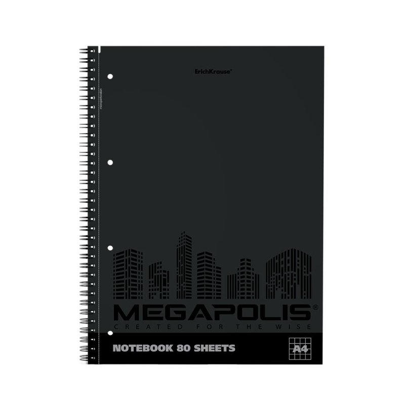 Тетрадь общая на спирали А4, 80л. Erich Krause MEGAPOLIS, клетка, 49810 ...