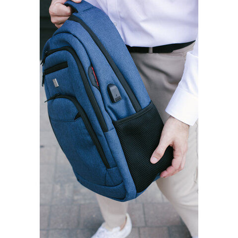 Рюкзак HEIKKI SECURE (ХЕЙКИ) универсальный, отделение для ноутбука, синий, 46×31x19 см