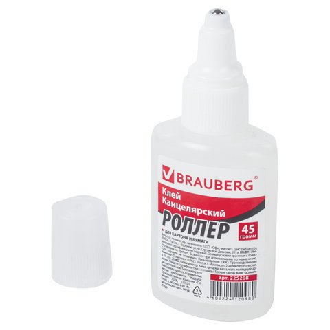 Клей-роллер BRAUBERG канцелярский силикатный (для бумаги), 45 г,