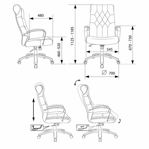 Кресло офисное T-9928SL, усиленное, НАГРУЗКА до 200 кг, хром, ткань, серое