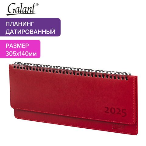 превью Планинг датированный 2025 305×140 мм GALANT «Ritter», под кожу, красный