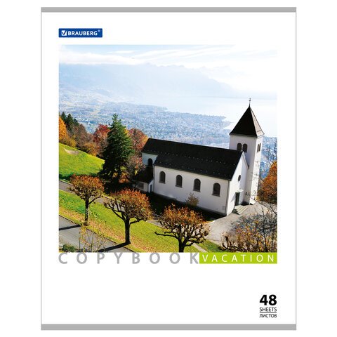 Тетрадь 48 л. BRAUBERG, клетка, обложка мелованный картон, «Vacation» («Каникулы»), 5 видов