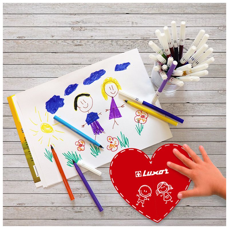 Фломастеры Luxor «Coloring», 12цв., смываемые, картон, европодвес