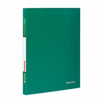Папка 40 вкладышей BRAUBERG "Office", зеленая, 0,6 мм