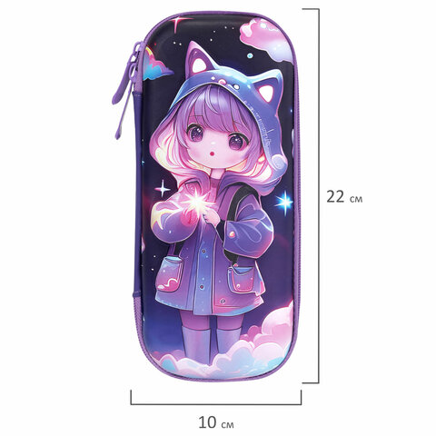 Пенал ЮНЛАНДИЯ, 1 отделение, 1 откидная планка, карман, EVA покрытие soft-touch, 22×10х5 см, «Sky Girl»