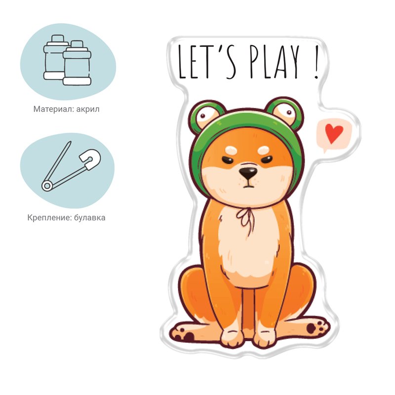 Значок акриловый MESHU «Cute dog», прямая УФ-печать, 2.0×3.5см
