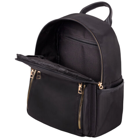Рюкзак BRAUBERG PODIUM женский, нейлон, черный, 30×26х12 см