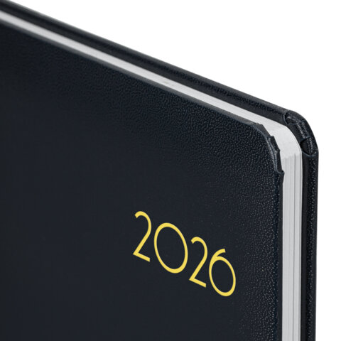 Еженедельник датированный 2026, А5, 145×215 мм, BRAUBERG «Select», балакрон, черный