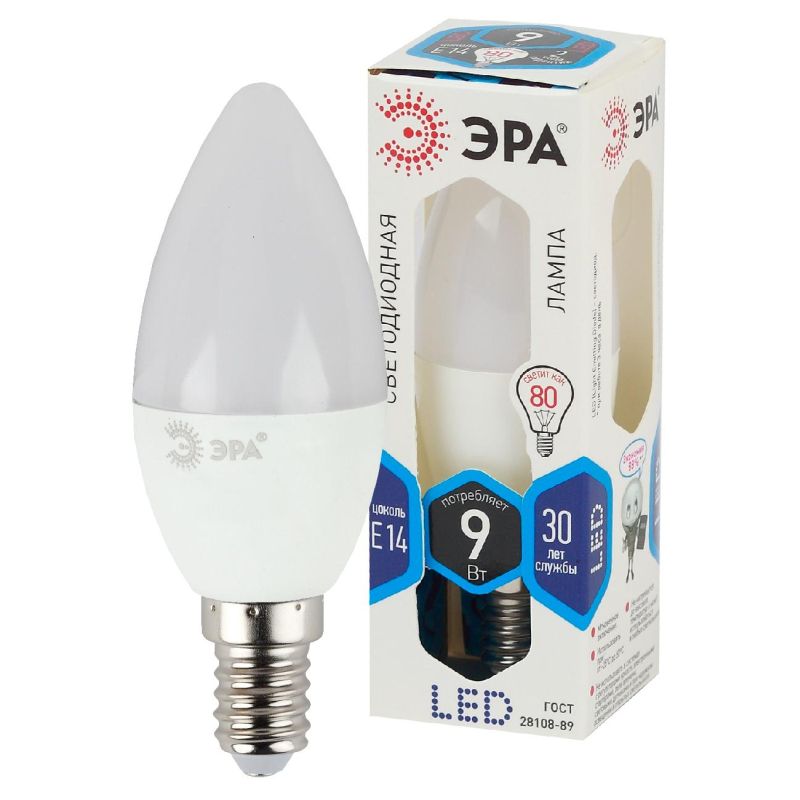 Лампа светодиодная ЭРА STD LED B35-9W-840-E14 E14 / Е14 9Вт нейтрал. свeт