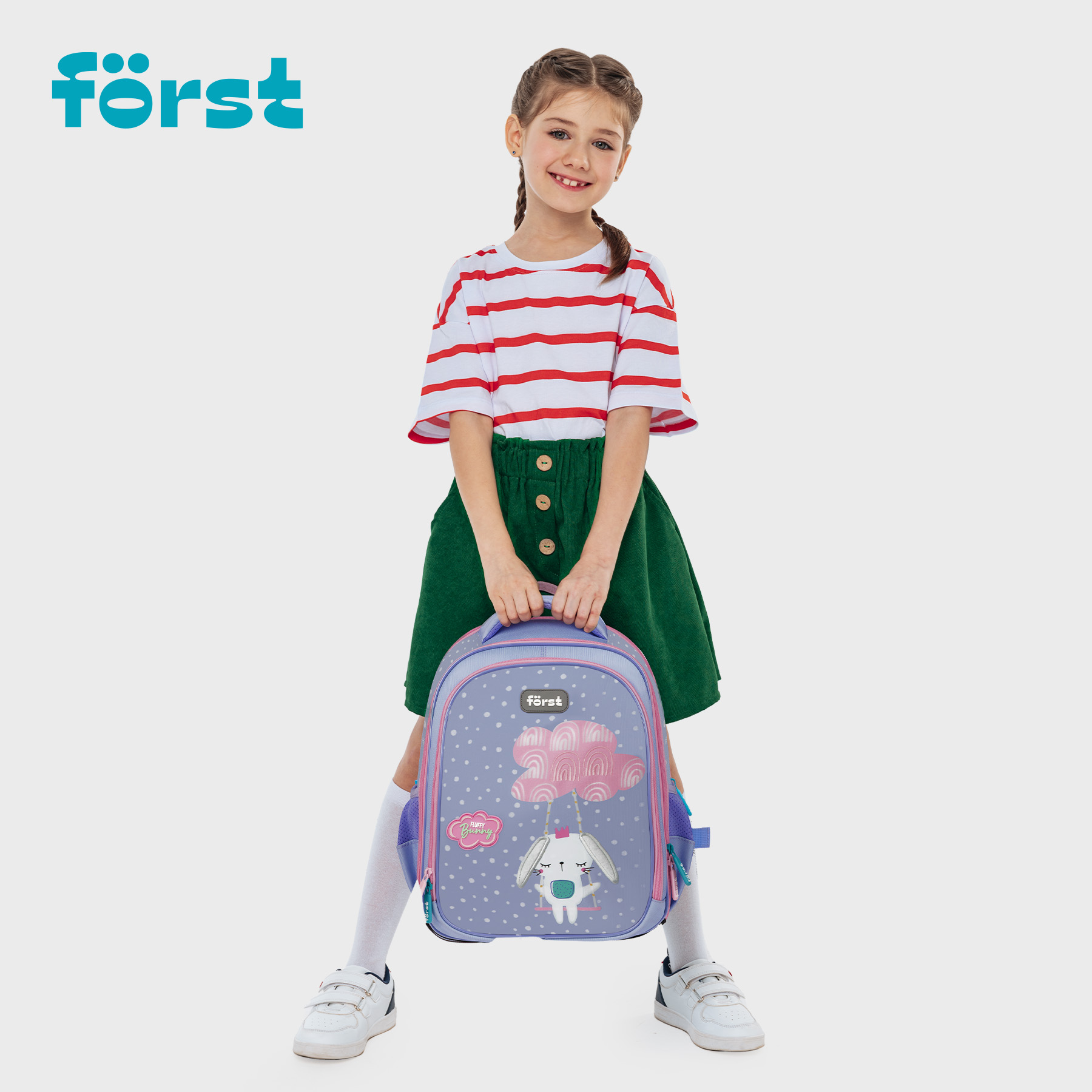 Рюкзак Först F-Cloud «Fluffy Bunny» 37×28.5×16.5см, 3 отделения, 3 кармана, анатомическая спинка