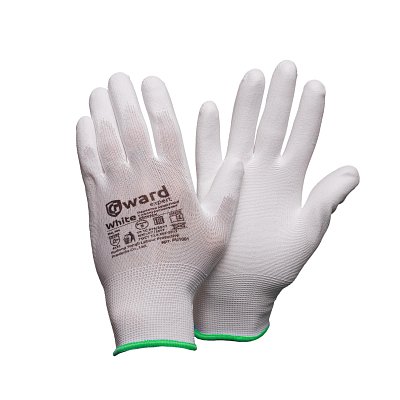 Перчатки защитные нейлон Gward White PU1001 с п/у покрытием р.8 (12 пар/уп)