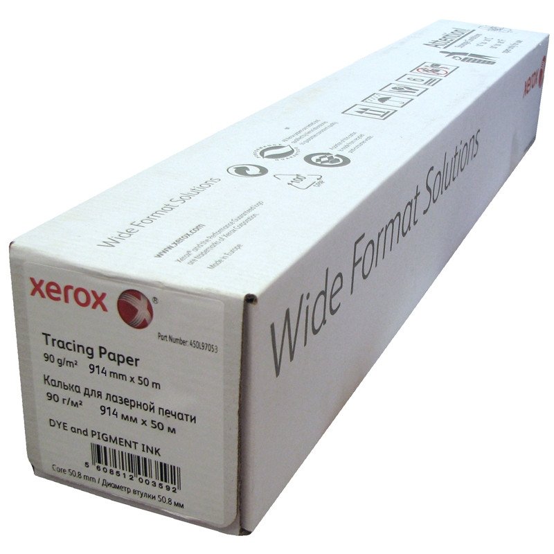 превью Калька Xerox Tracing Paper Roll (длина 50 м, ширина 914 мм, плотность 90 г/кв. м, диаметр втулки 50.8 мм)