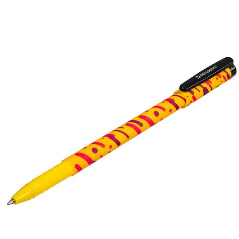 Ручка шариковая BRAUBERG SOFT TOUCH GRIP «LINES», СИНЯЯ, мягкое покрытие, узел 0.7 мм