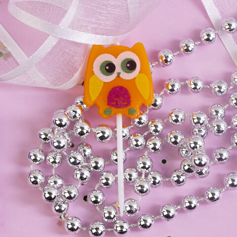 Свечи фигурные для торта на шпажках «Совы и бабочки», 5 шт., 2.5×3/2.5×2.5 см, ЗОЛОТАЯ СКАЗКА