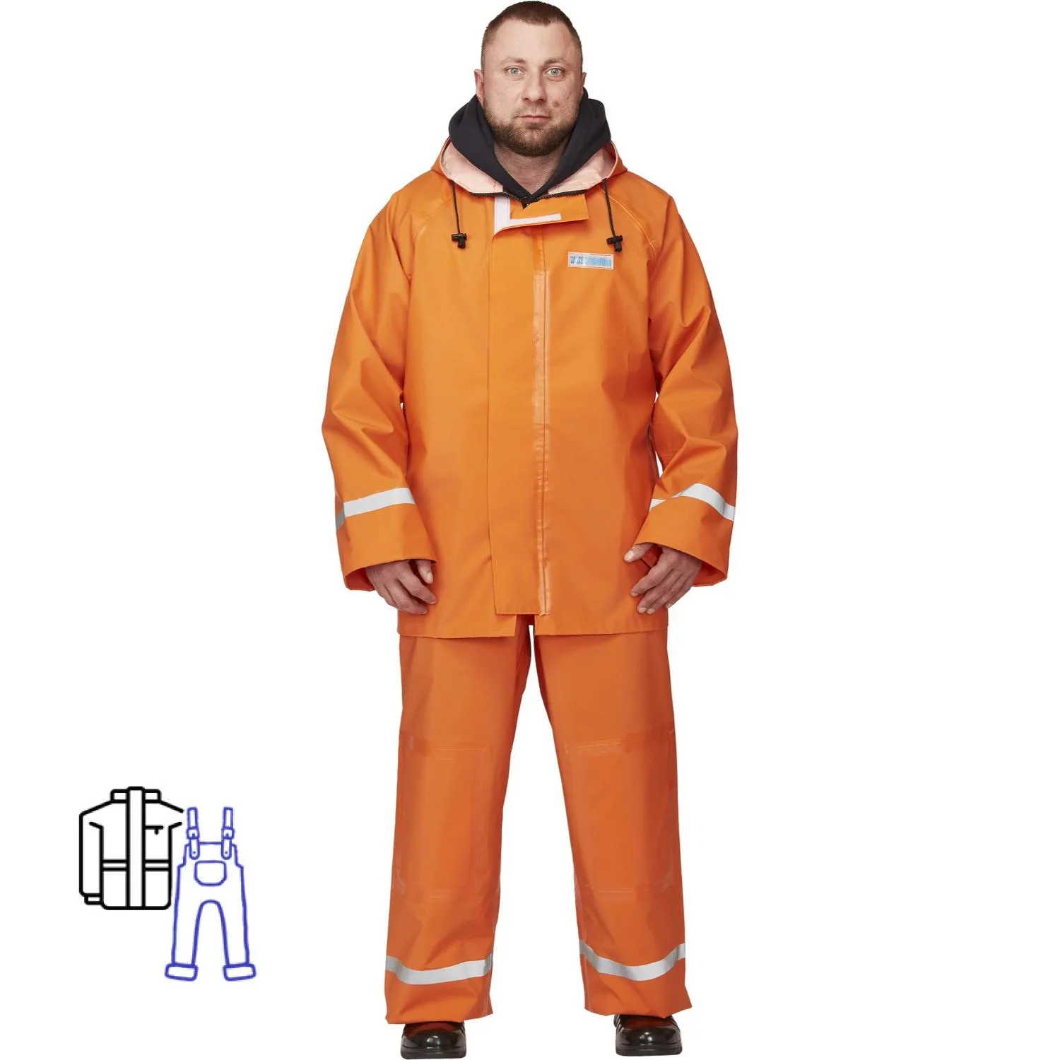 Костюм непромокаемый Fishermans полиэфир с ПВХ покрытием оранжевый с СОП (размер 48-50, рост 182-188)