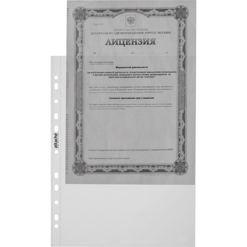 Файл-вкладыш Attache Selection Кристал А4+ 60 мкм гладкий прозрачный 10 штук в упаковке