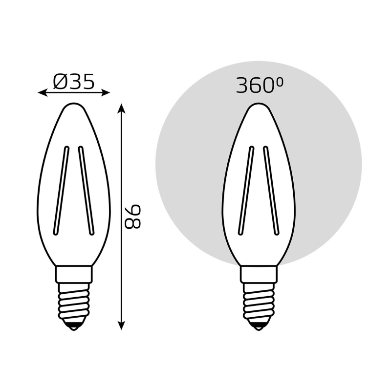 Лампа светодиодная Gauss LED Filament 9 Вт E14 свеча 2700 К теплый белый свет