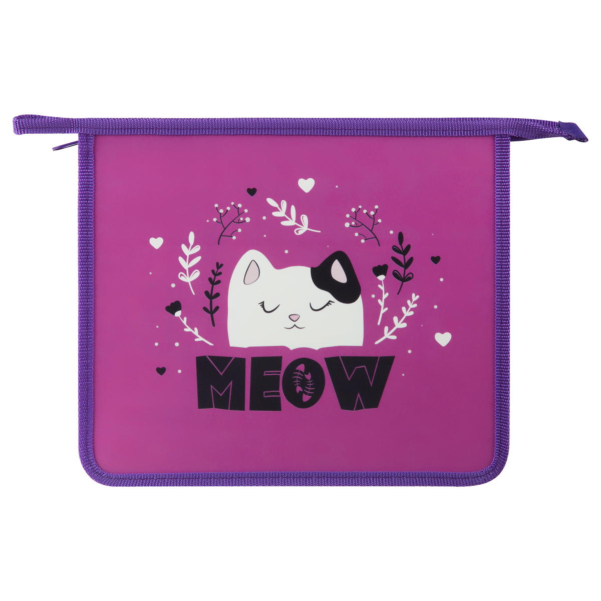 Папка для тетрадей 1 отделение, ArtSpace «MEOW», А5, пластик, на молнии