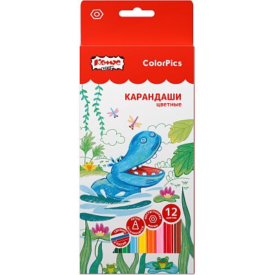 Карандаши цветные 12цветов Комус Класс ColorPics, шестигранные