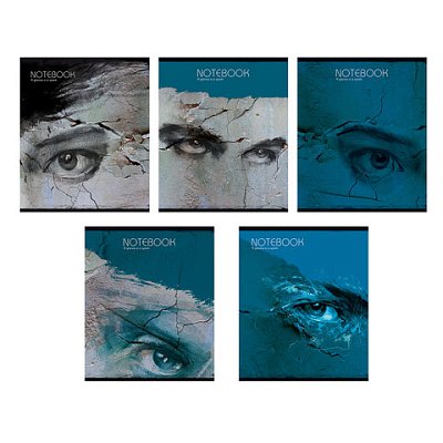 Тетрадь А5 48 л., ПЗБМ скоба, клетка, Soft Touch, «Каменный взгляд» (микс в спайке)