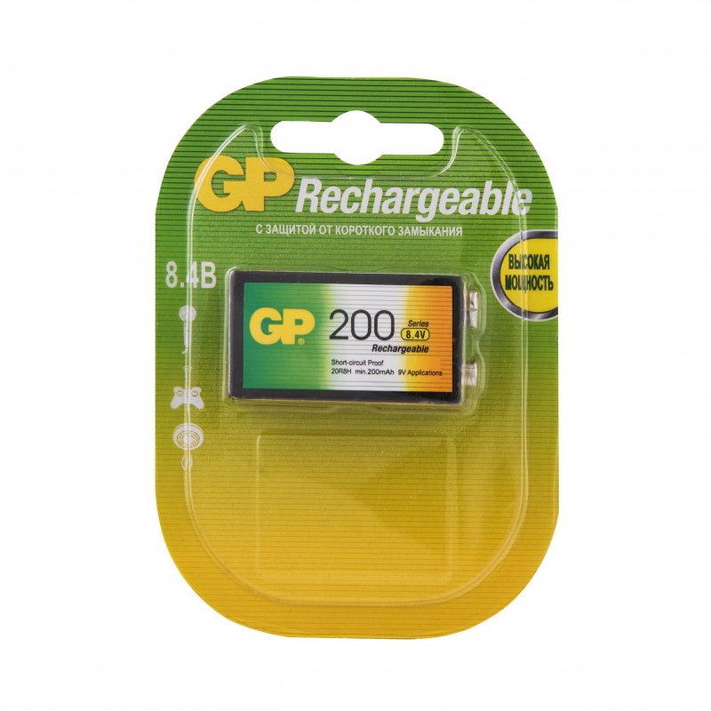 Аккумулятор GP 200 mAh 6LR61/Крона 9V/1604А NiMH (1 шт/бл)