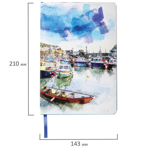 Блокнот А5 (143×210 мм), BRAUBERG VISTA «Bay of joy», под кожу, гибкий, 80 л. 