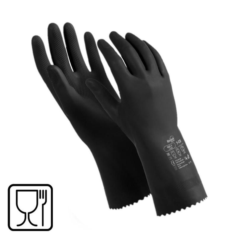 Перчатки КЩС латексные Manipula КЩС-2 L-U-032/CG-943 черные (размер 7-7.5, S)
