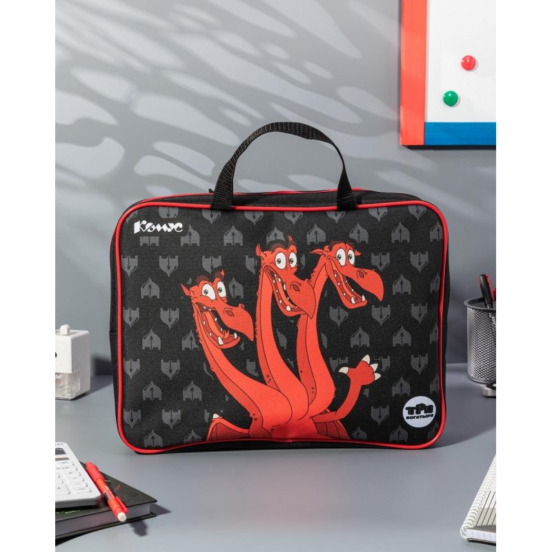 Папка для тетрадей КОМУС Три богатыря Горыныч, А4 на мол, ткань,75мм, ПМД-4-20