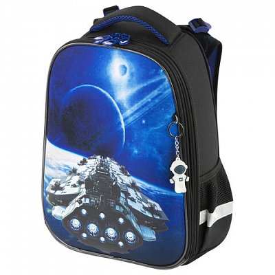 Ранец BRAUBERG PREMIUM, 2 отделения, с брелком, «Spaceship», 38×29х16 см