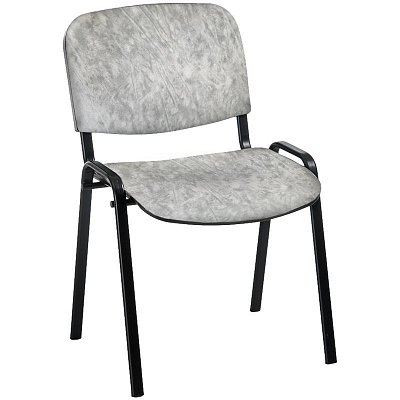 Стул Фабрикант «Изо», каркас черный, обивка кожзам светло-серый