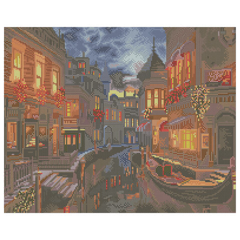Картина стразами (алмазная мозаика) 40×50 см, ОСТРОВ СОКРОВИЩ «Ночная Венеция», без подрамника