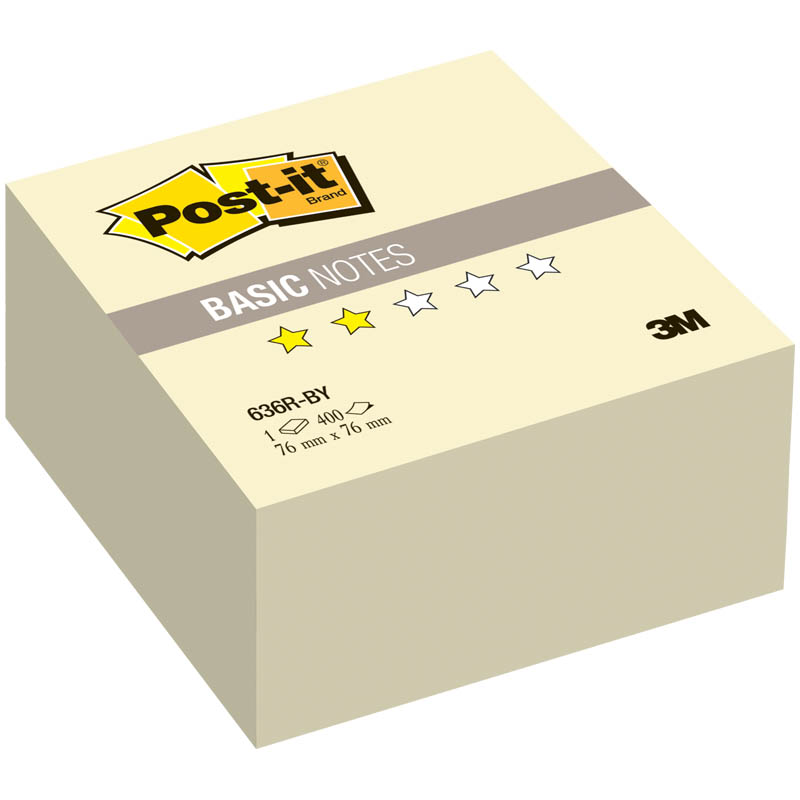 Блок самоклеящийся (стикер) POST-IT Basic, 76×76 мм, 400 л., желтый
