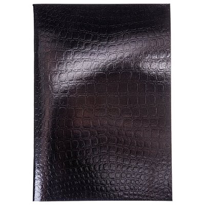 Тетрадь бумвинил А4 96 л., скоба, офсет №1, клетка, ЧЕРНАЯ, «Metallic», тиснение CROCO, HATBER, 072787