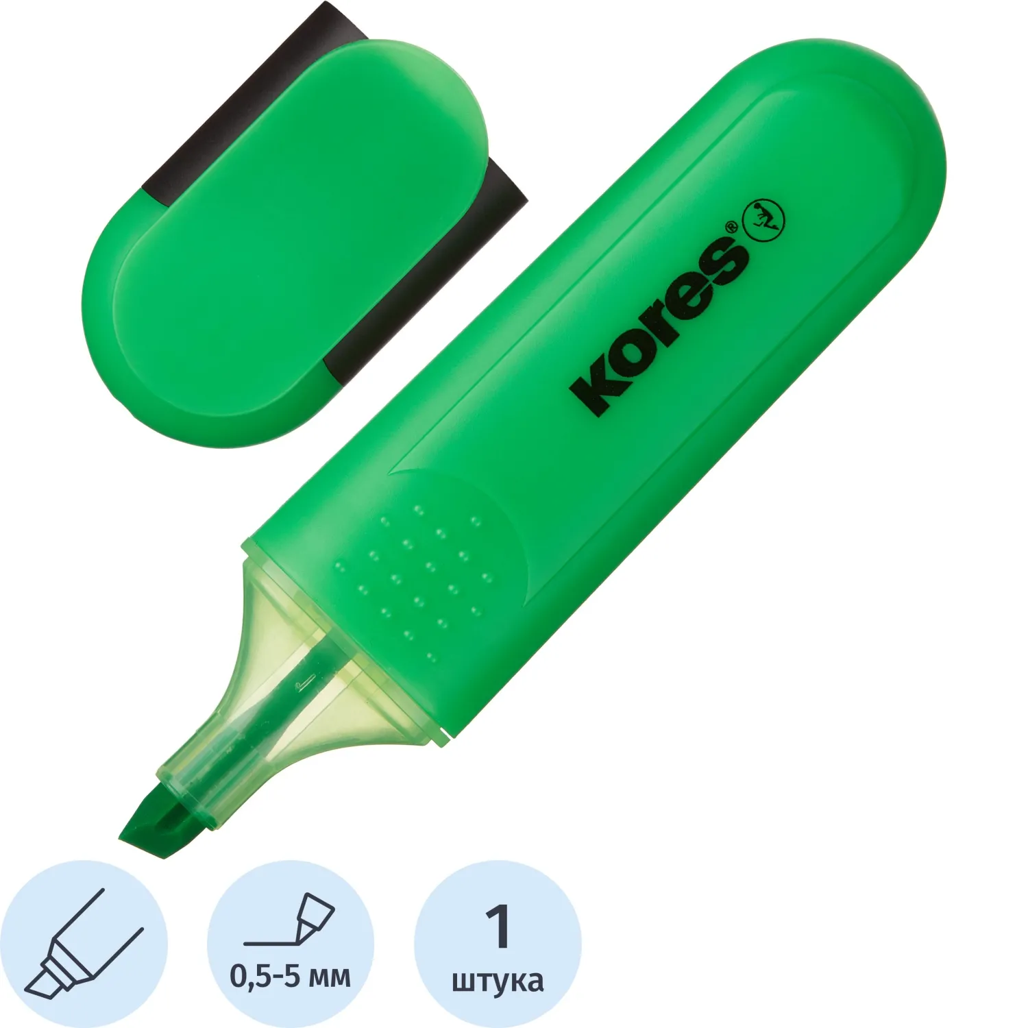 Текстовыделитель Kores Bright liner Plus зеленый (толщина линии 0.5-5 мм)