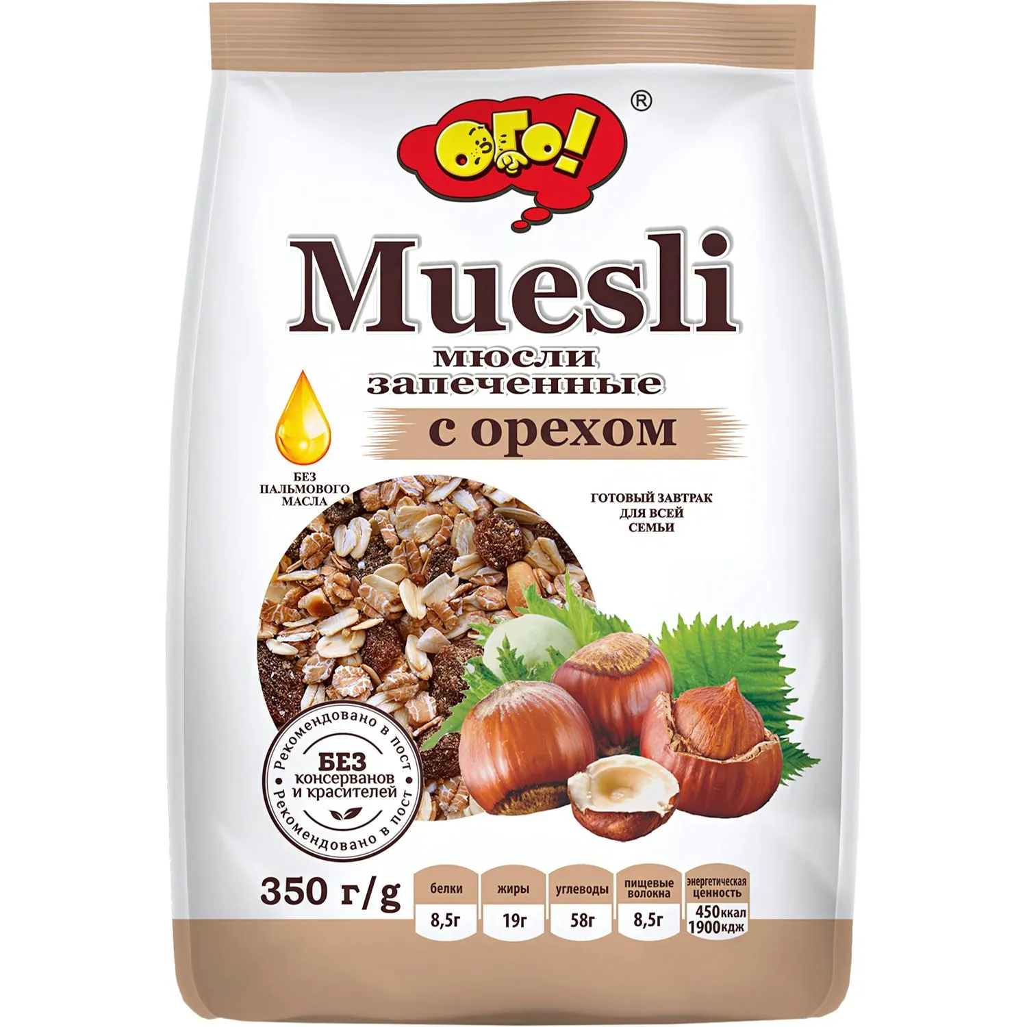 превью Мюсли ОГО! запечен. с орехом, 350г