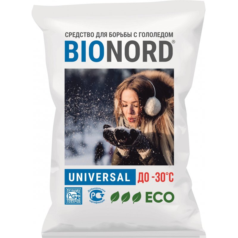 Реагент противогололедный Bionord Universal соль до -30 С мешок 23 кг
